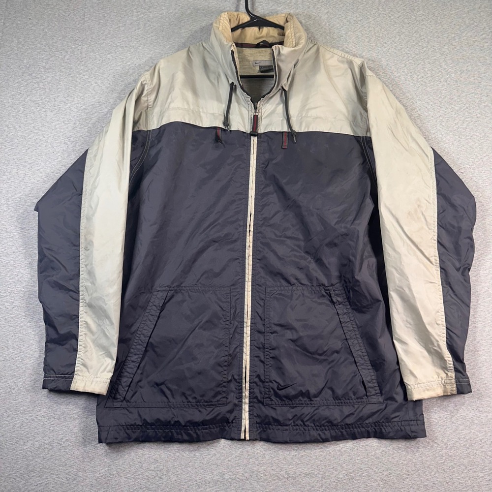 Y2K Nike Colorblock Windbreaker Jacket Men's Medium Lined VTGl Grey Tag